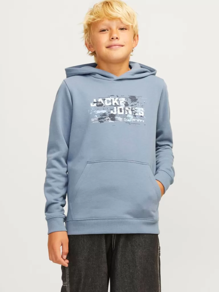 JACK & JONES Bluzy^Z logo Bluza z kapturem Junior Niebieski
