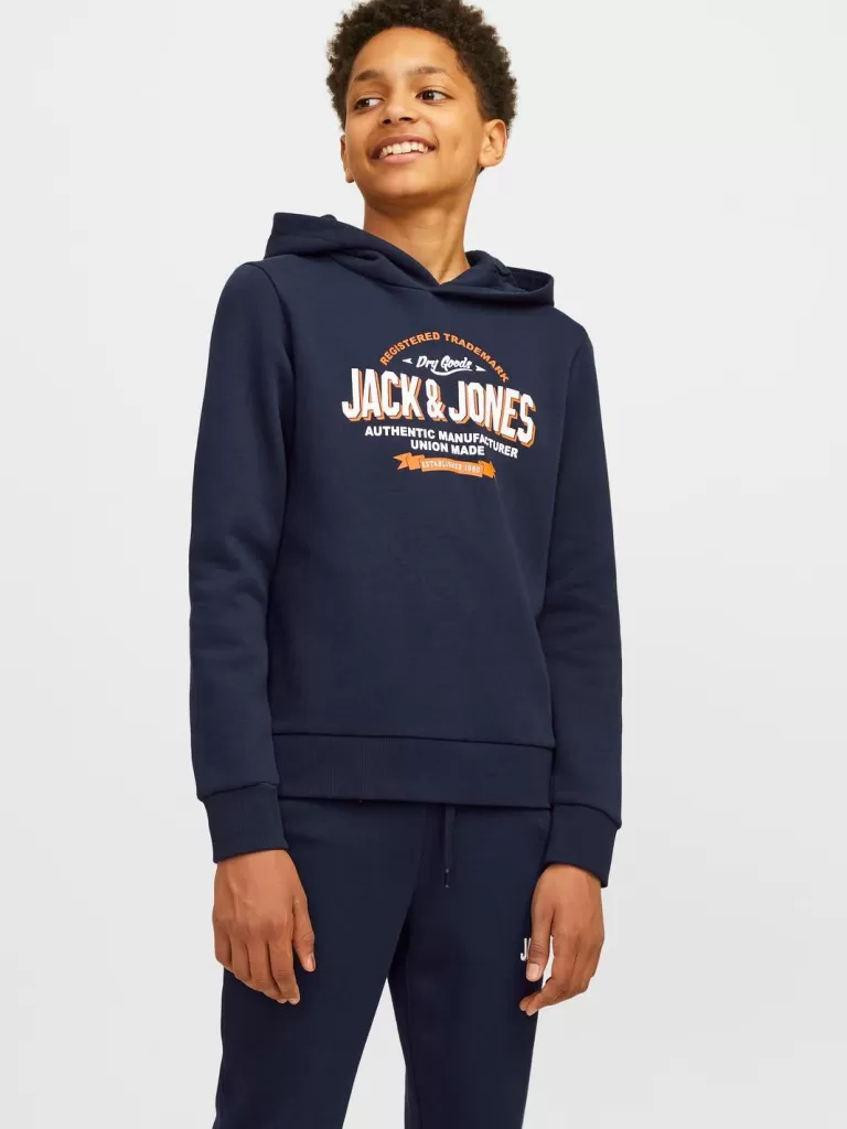 JACK & JONES Bluzy^Z logo Bluza z kapturem Junior Niebieski