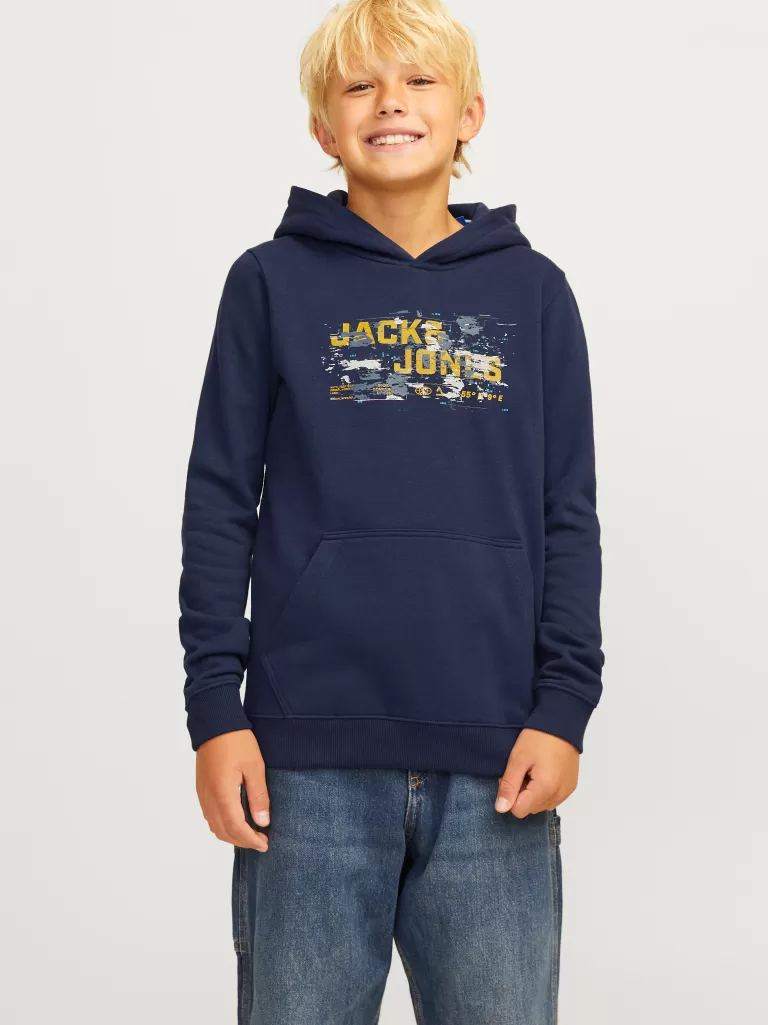 JACK & JONES Bluzy^Z logo Bluza z kapturem Junior Niebieski