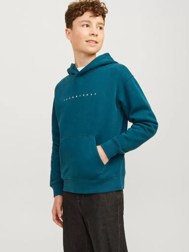 JACK & JONES Bluzy^Z logo Bluza z kapturem Junior Zielony