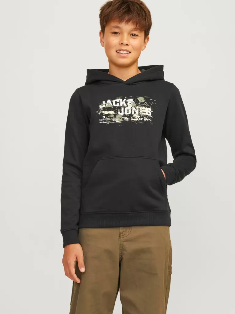 JACK & JONES Bluzy^Z logo Bluza z kapturem Junior Czarny