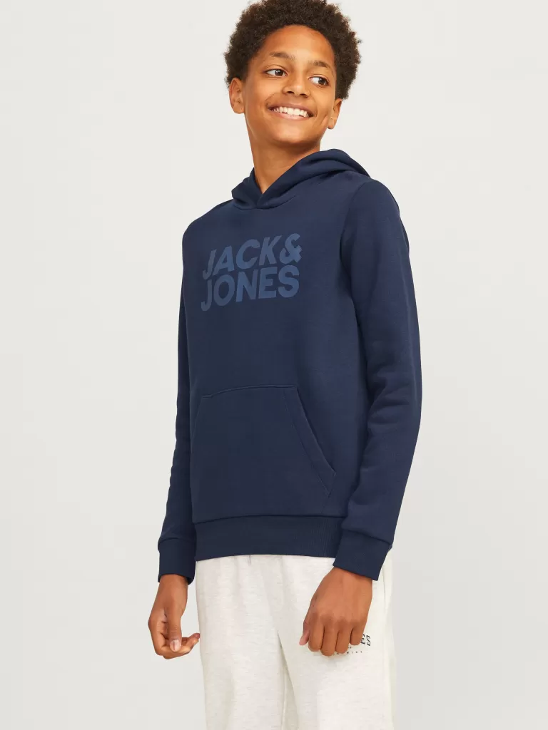 JACK & JONES Bluzy^Z logo Bluza z kapturem Junior Niebieski