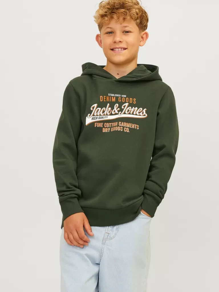 JACK & JONES Bluzy^Z logo Bluza z kapturem Junior Zielony