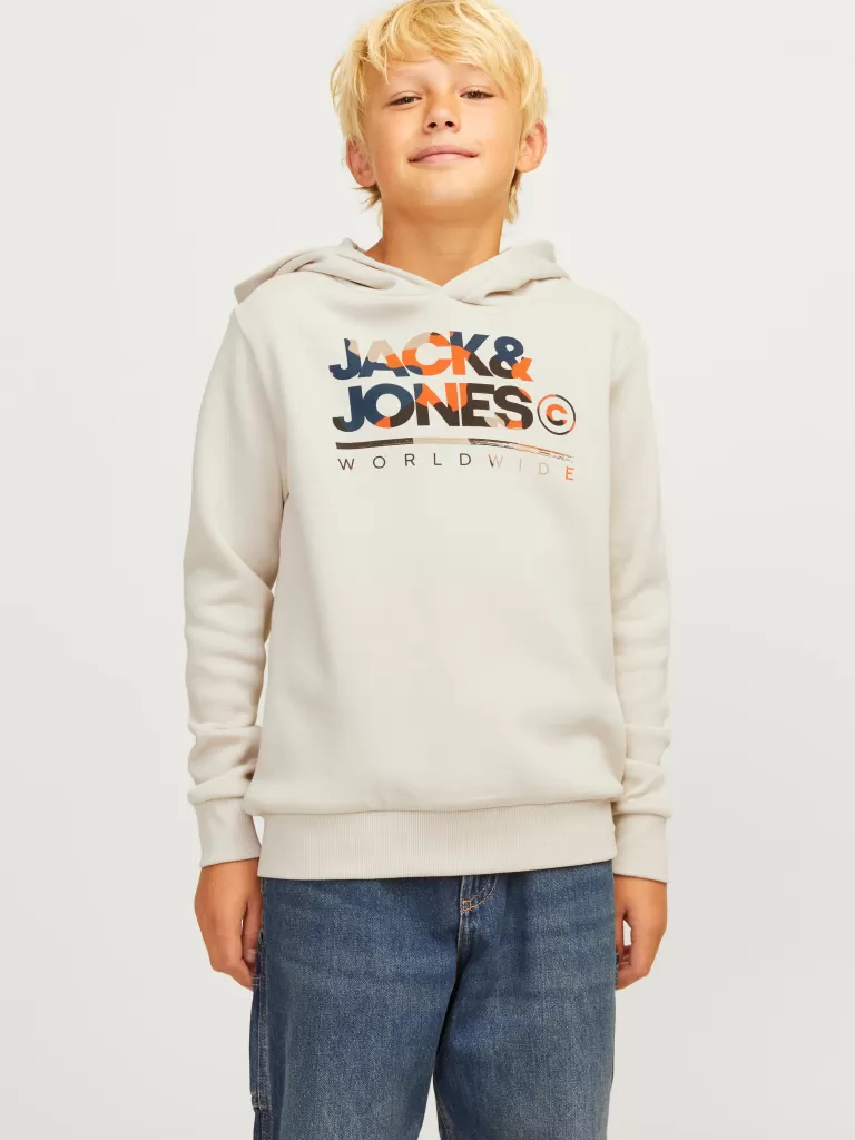 JACK & JONES Bluzy^Z logo Bluza z kapturem Junior Beżowy