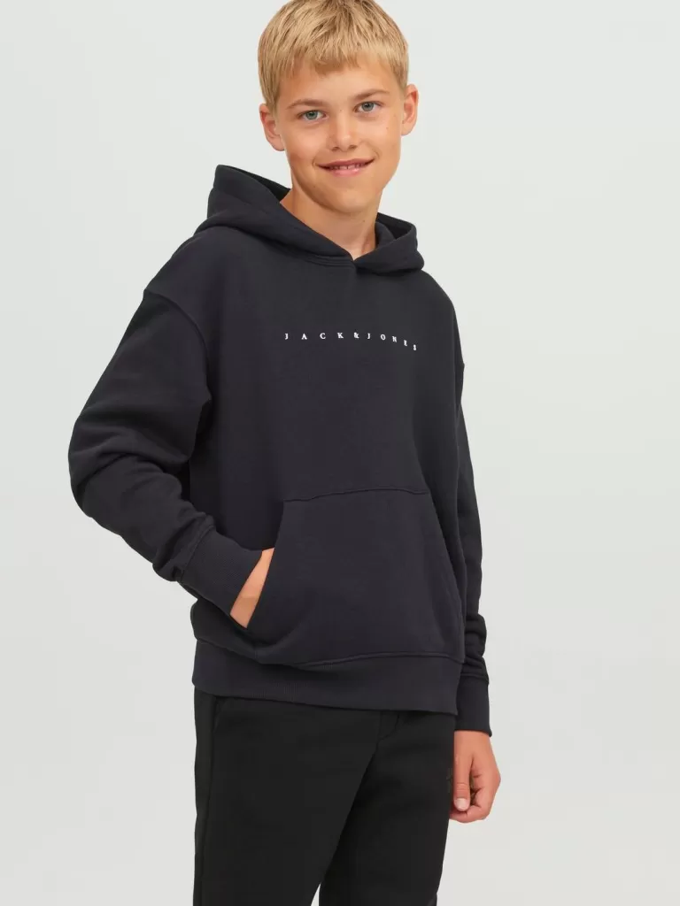JACK & JONES Bluzy^Z logo Bluza z kapturem Junior Czarny