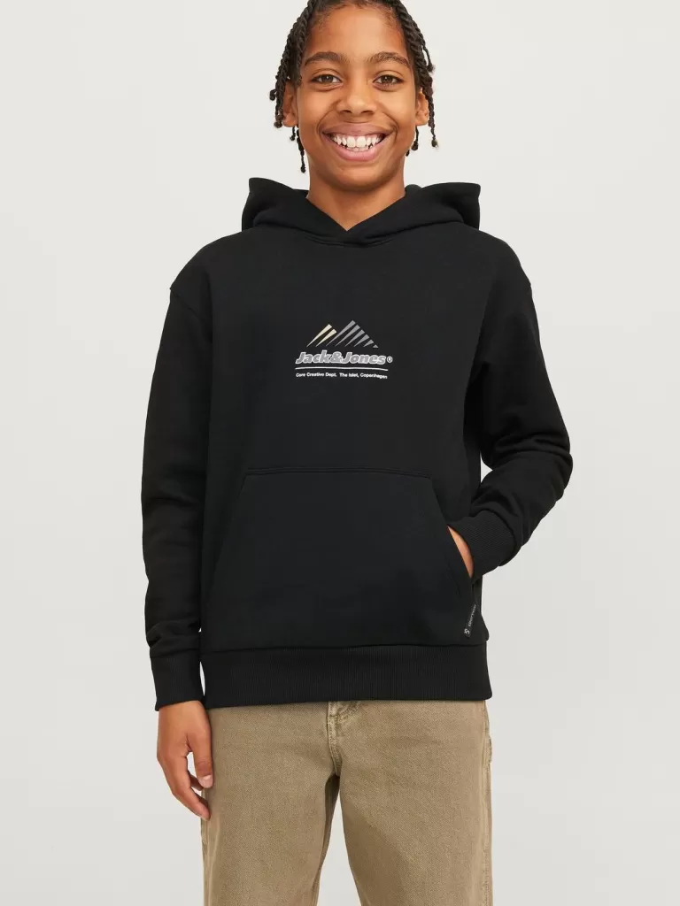 JACK & JONES Bestsellery | Bluzy^Z logo Bluza z kapturem Junior Czarny