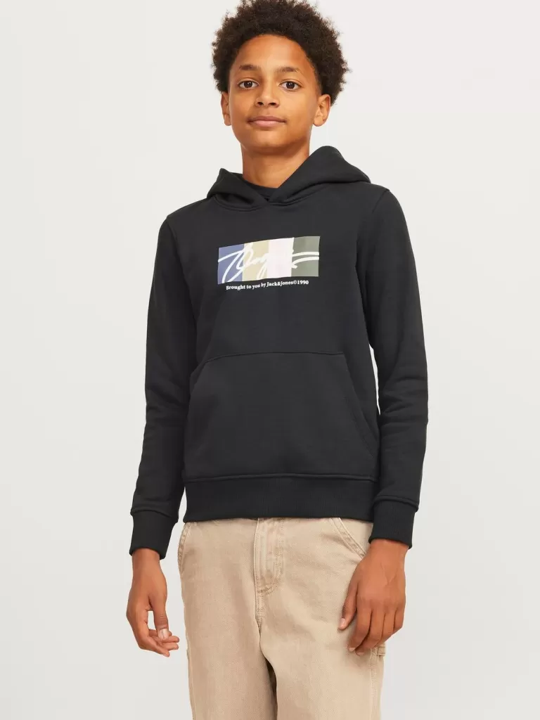 JACK & JONES Bestsellery | Bluzy^Z logo Bluza z kapturem Junior Czarny
