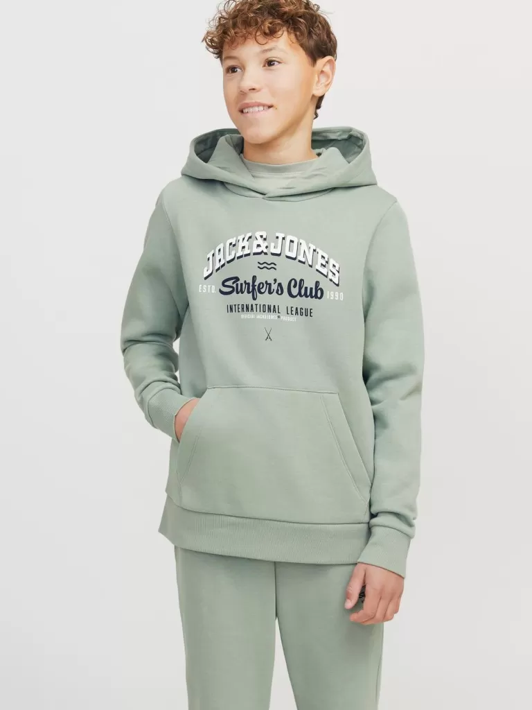 JACK & JONES Bluzy^Z logo Bluza z kapturem Junior Zielony