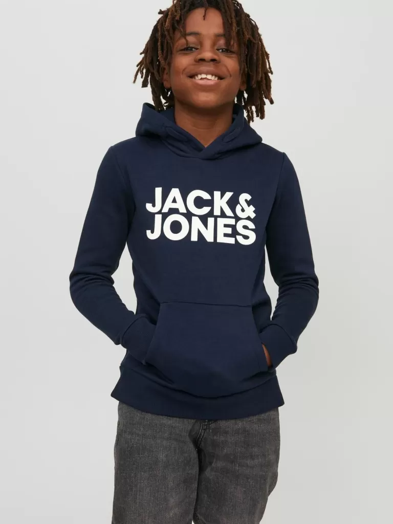 JACK & JONES Bluzy^Z logo Bluza z kapturem Junior Niebieski