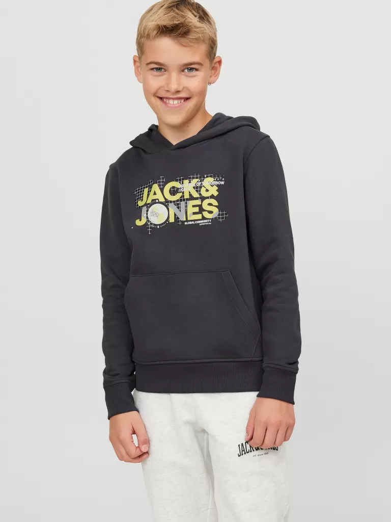 JACK & JONES Bluzy | Wyprzedaż^Z logo Bluza z kapturem Junior Szary