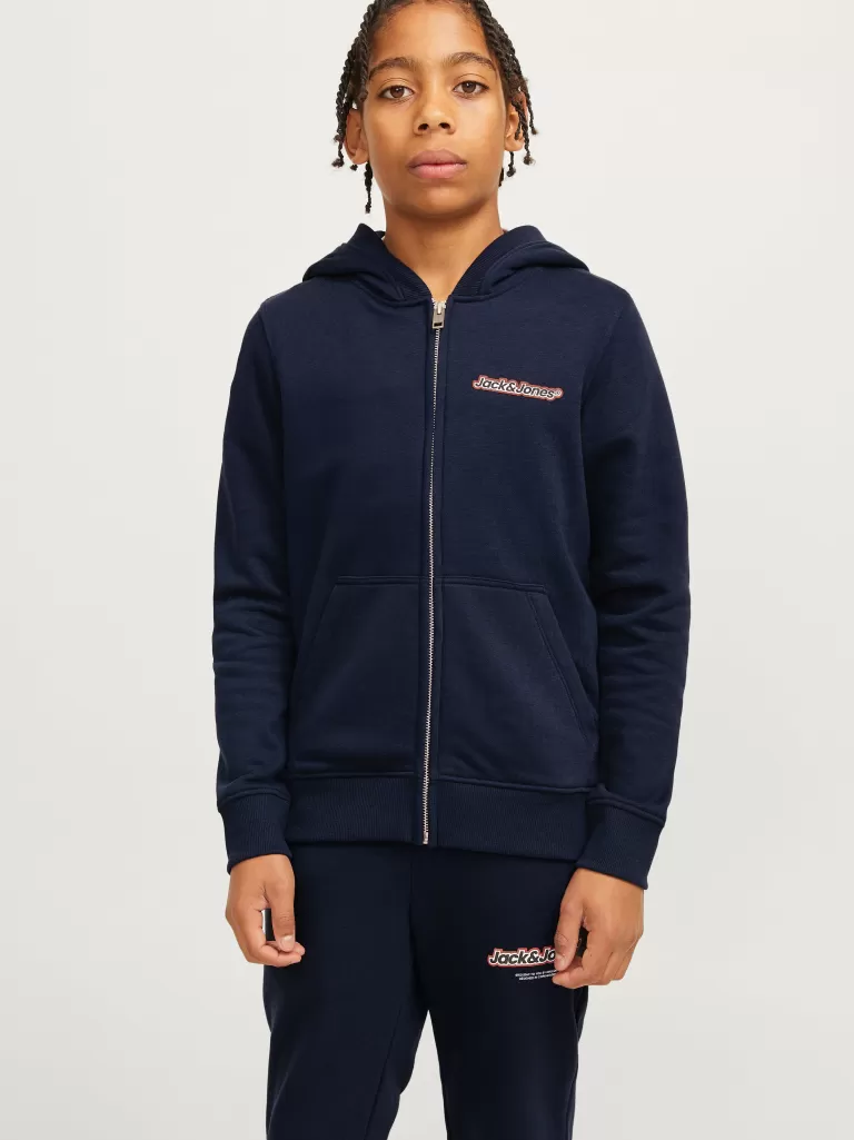 JACK & JONES Bluzy^Z logo Bluza z kapturem zapinana na suwak Junior Niebieski