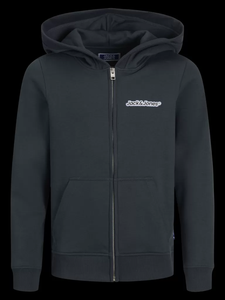 JACK & JONES Bluzy^Z logo Bluza z kapturem zapinana na suwak Junior Szary