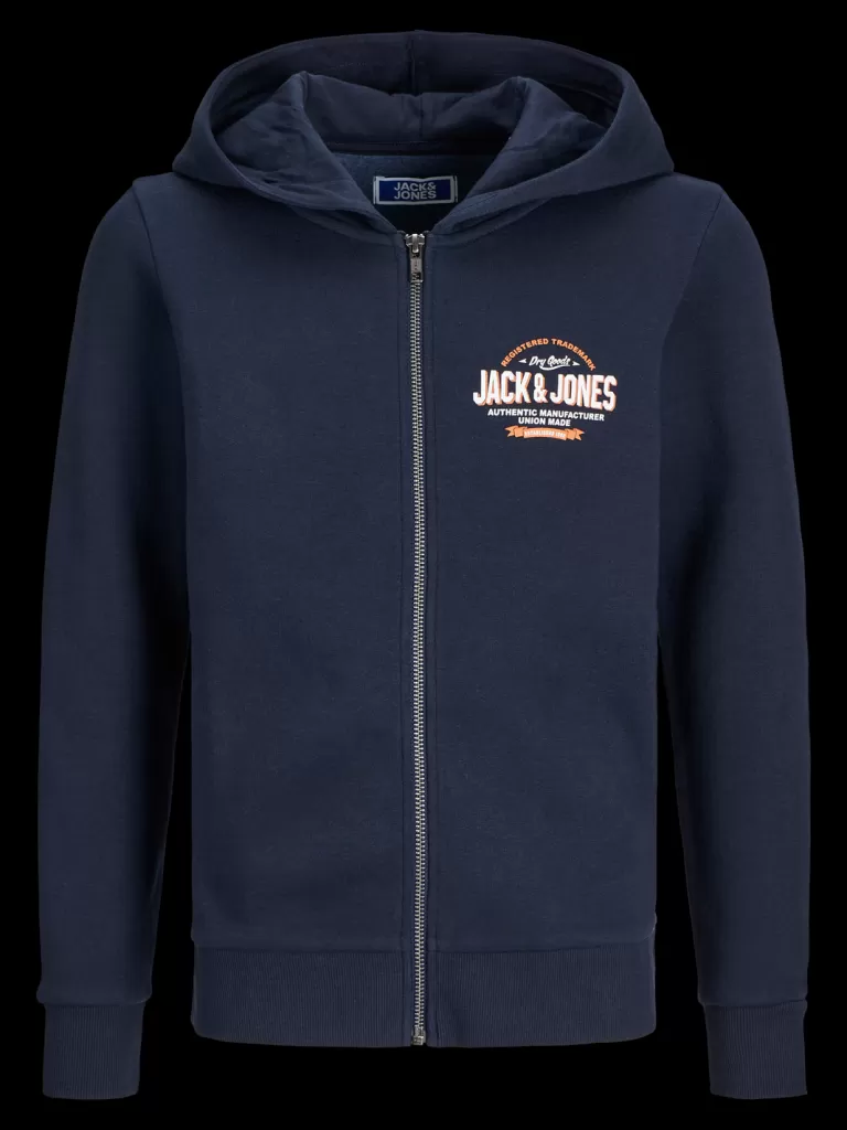 JACK & JONES Bluzy^Z logo Bluza z kapturem zapinana na suwak Junior Niebieski