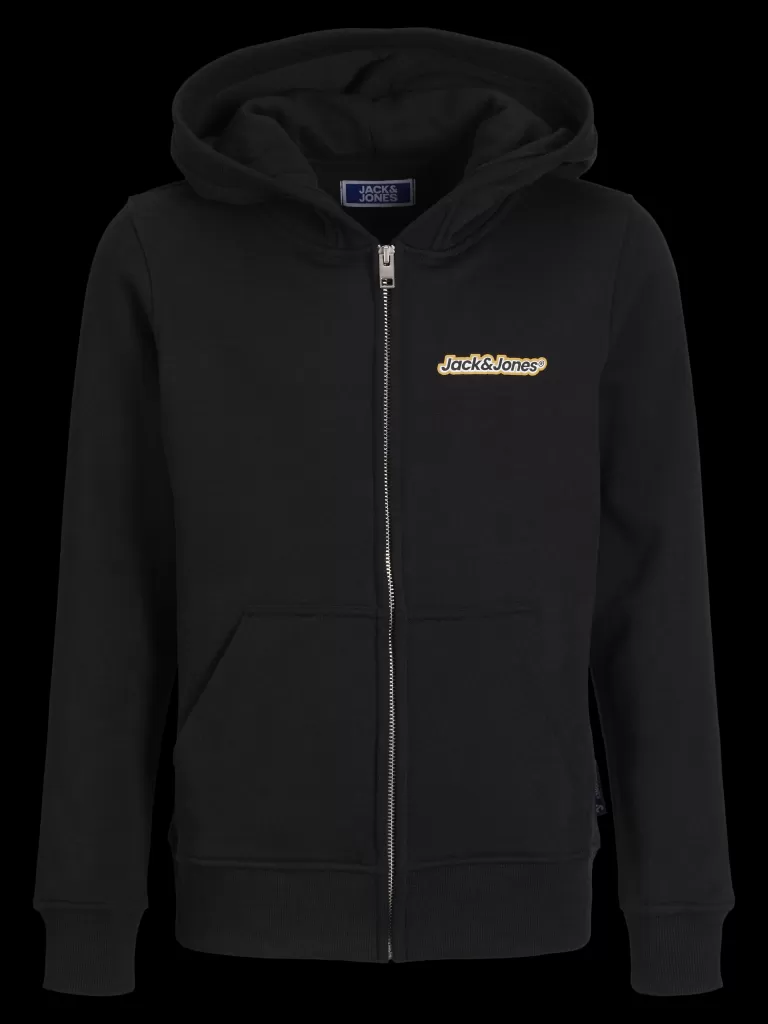 JACK & JONES Bluzy^Z logo Bluza z kapturem zapinana na suwak Junior Czarny