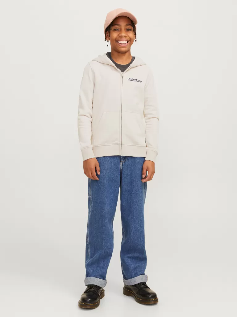 JACK & JONES Bluzy^Z logo Bluza z kapturem zapinana na suwak Junior Beżowy