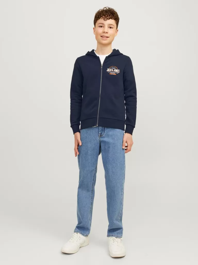 JACK & JONES Bluzy^Z logo Bluza z kapturem zapinana na suwak Junior Niebieski