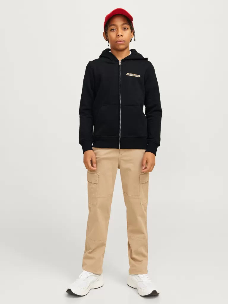 JACK & JONES Bluzy^Z logo Bluza z kapturem zapinana na suwak Junior Czarny