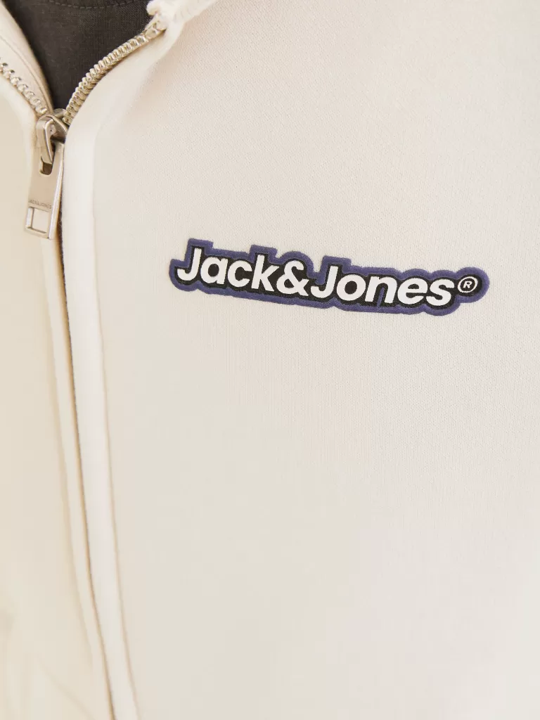 JACK & JONES Bluzy^Z logo Bluza z kapturem zapinana na suwak Junior Beżowy