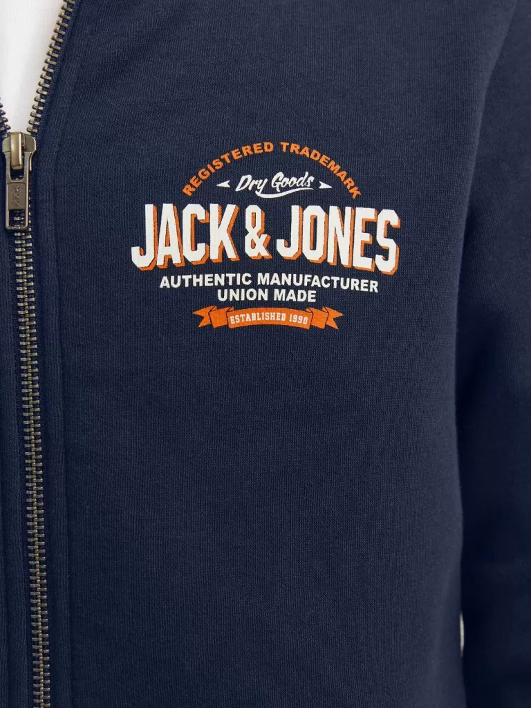 JACK & JONES Bluzy^Z logo Bluza z kapturem zapinana na suwak Junior Niebieski