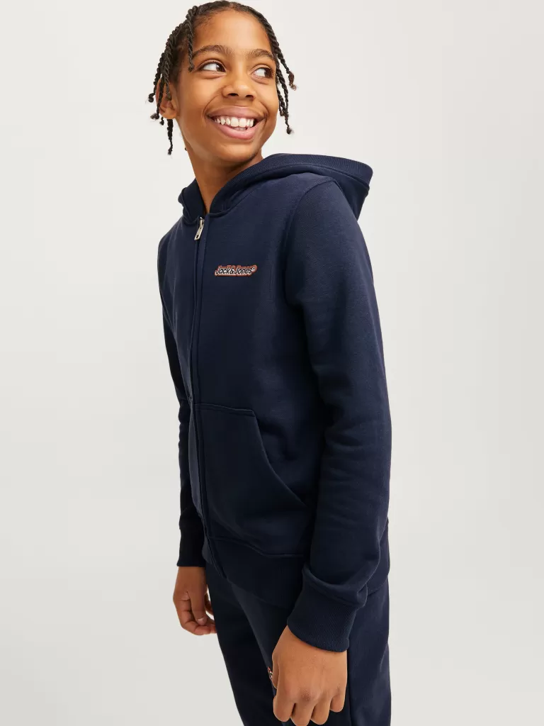 JACK & JONES Bluzy^Z logo Bluza z kapturem zapinana na suwak Junior Niebieski