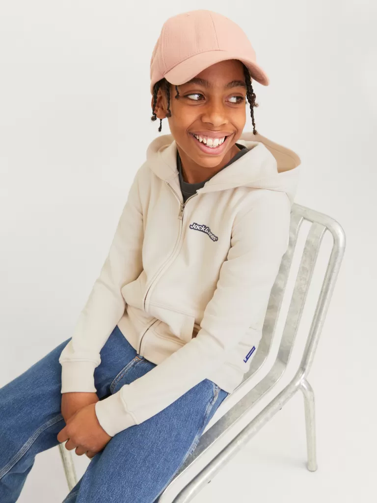 JACK & JONES Bluzy^Z logo Bluza z kapturem zapinana na suwak Junior Beżowy