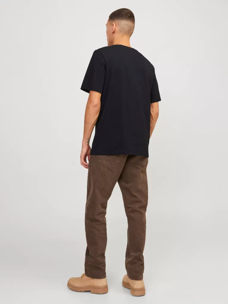 JACK & JONES Koszulki^Z logo Okrągły dekolt T-shirt Czarny