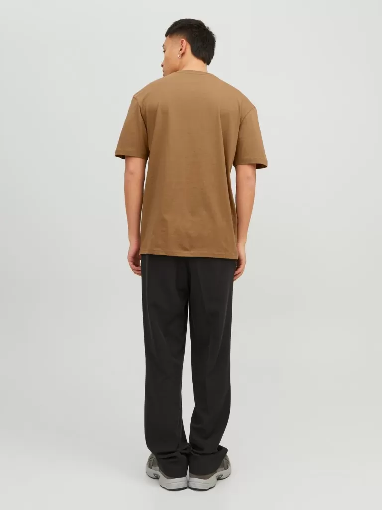 JACK & JONES Koszulki^Z logo Okrągły dekolt T-shirt Beżowy