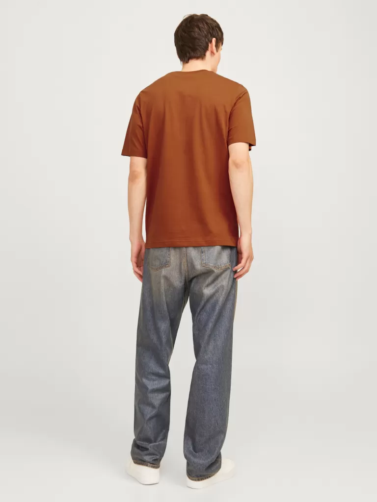 JACK & JONES Koszulki^Z logo Okrągły dekolt T-shirt Pomarańczowy
