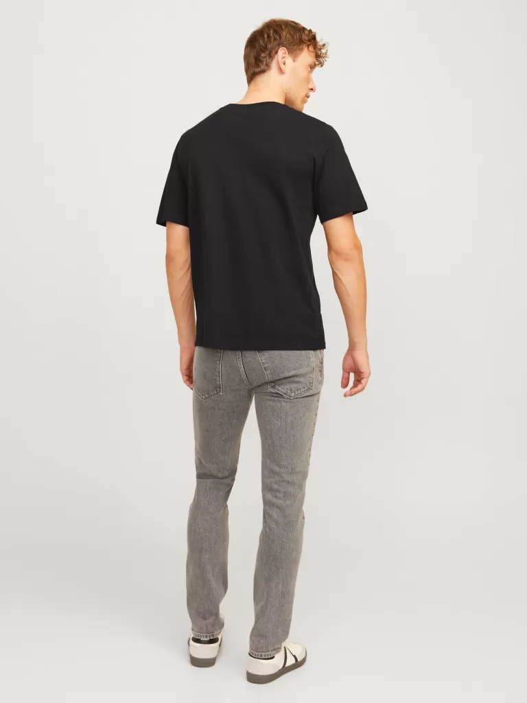 JACK & JONES Koszulki^Z logo Okrągły dekolt T-shirt Czarny