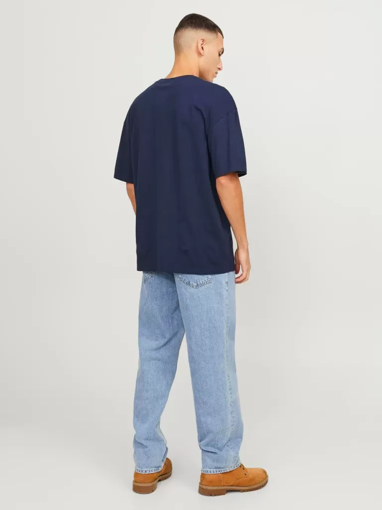 JACK & JONES Koszulki^Z logo Okrągły dekolt T-shirt Niebieski