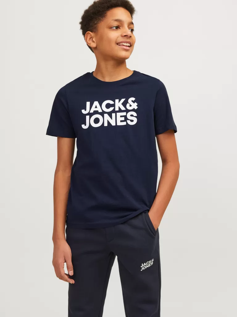 JACK & JONES Koszulki^Z logo T-shirt Junior Niebieski