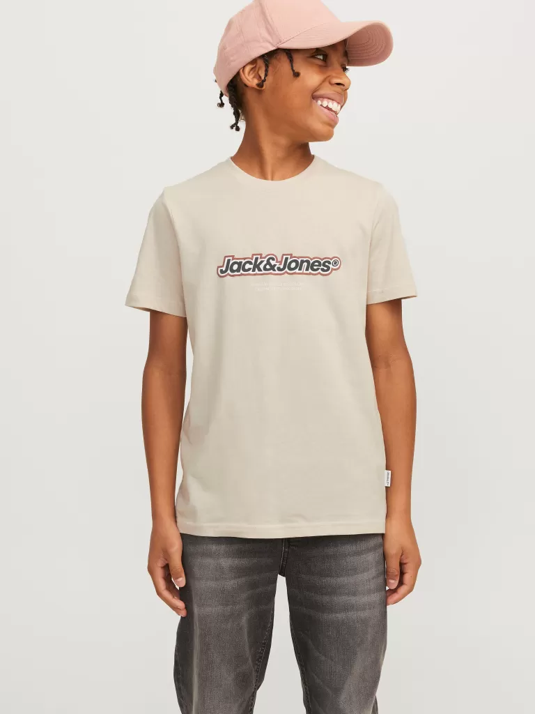 JACK & JONES Koszulki^Z logo T-shirt Junior Beżowy