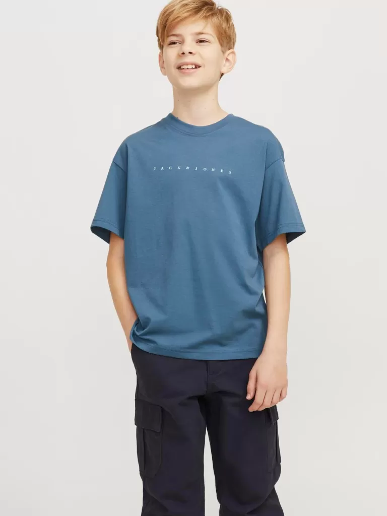 JACK & JONES Koszulki^Z logo T-shirt Junior Niebieski