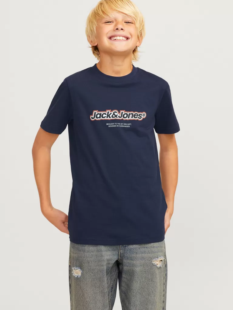 JACK & JONES Koszulki^Z logo T-shirt Junior Niebieski