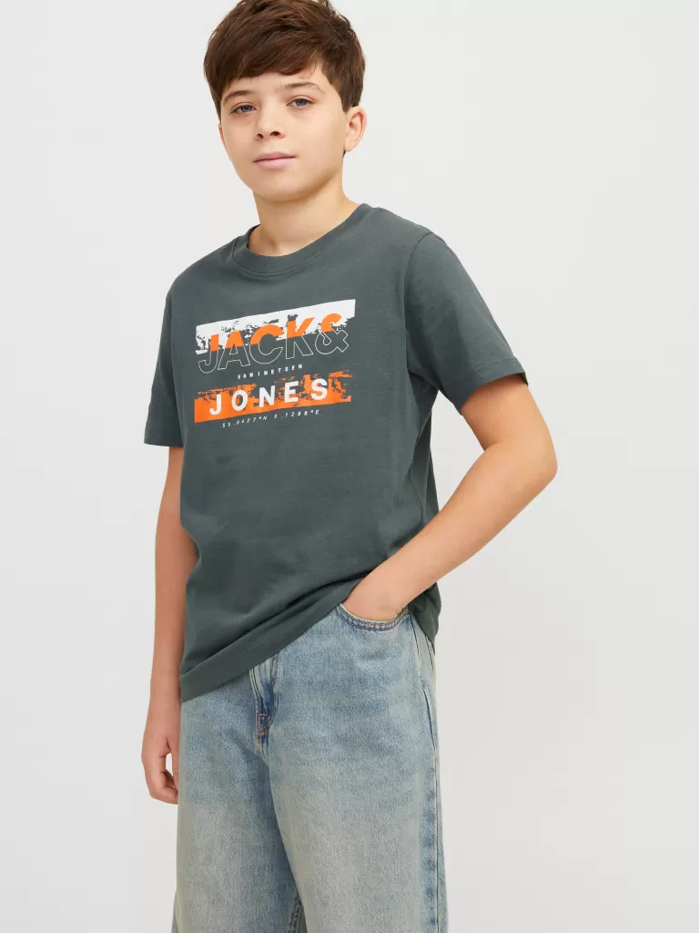 JACK & JONES Koszulki^Z logo T-shirt Junior Zielony