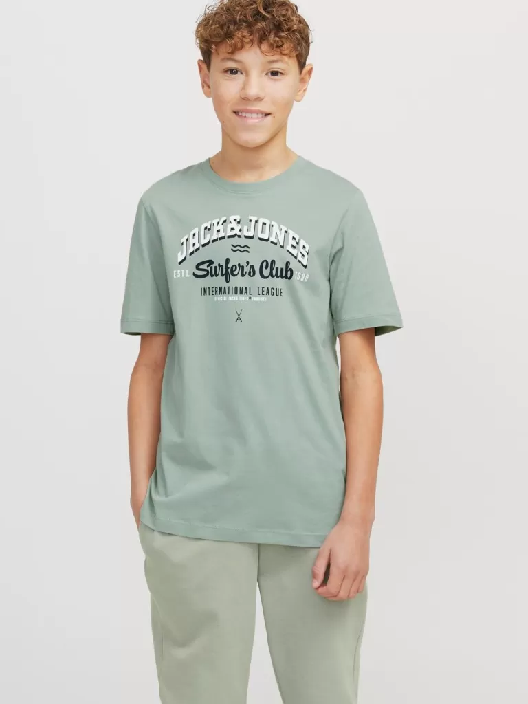 JACK & JONES Koszulki^Z logo T-shirt Junior Zielony