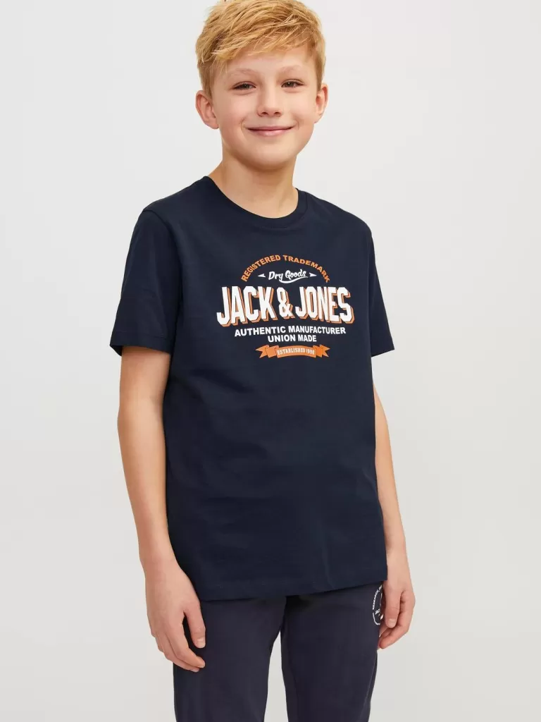 JACK & JONES Koszulki^Z logo T-shirt Junior Niebieski