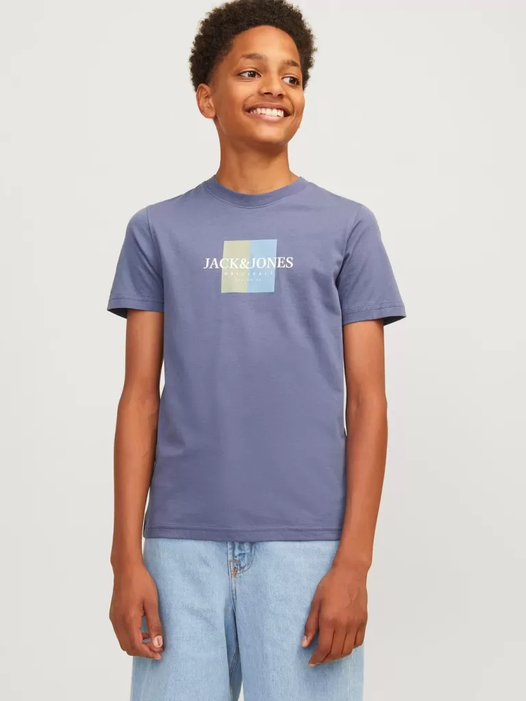 JACK & JONES Koszulki^Z logo T-shirt Junior Niebieski