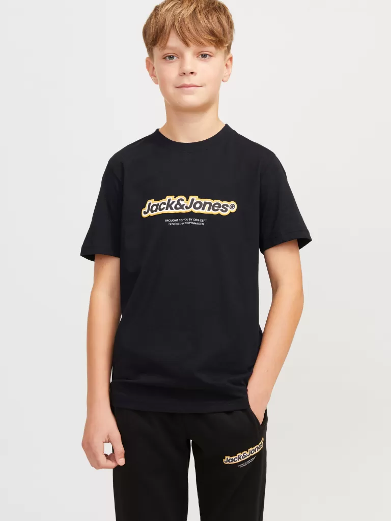 JACK & JONES Koszulki^Z logo T-shirt Junior Czarny