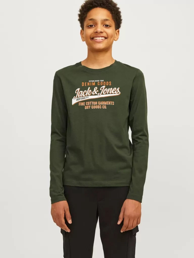 JACK & JONES Koszulki^Z logo T-shirt Junior Zielony