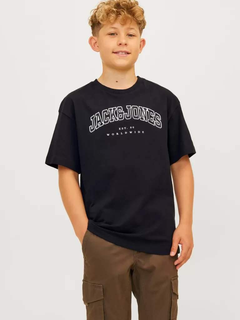 JACK & JONES Koszulki^Z logo T-shirt Junior Czarny