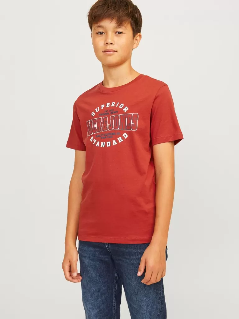 JACK & JONES Koszulki^Z logo T-shirt Junior Czerwony