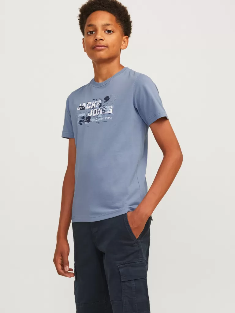 JACK & JONES Koszulki^Z logo T-shirt Junior Niebieski