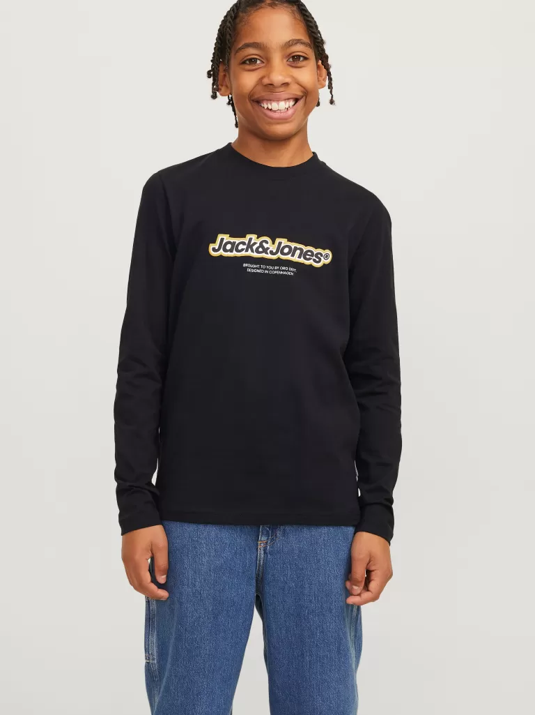 JACK & JONES Koszulki^Z logo T-shirt Junior Czarny