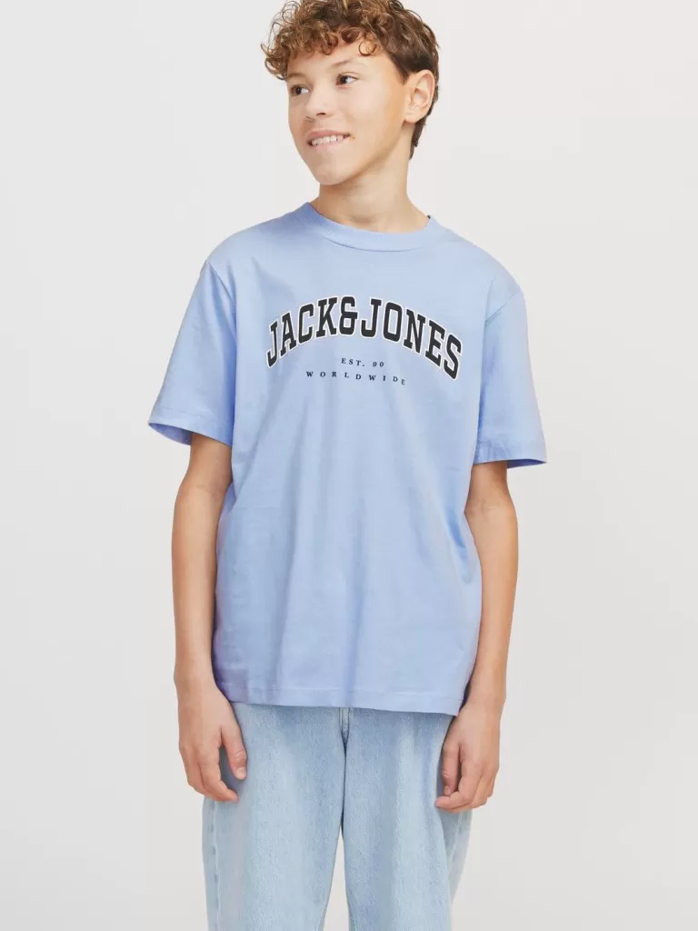 JACK & JONES Koszulki^Z logo T-shirt Junior Niebieski