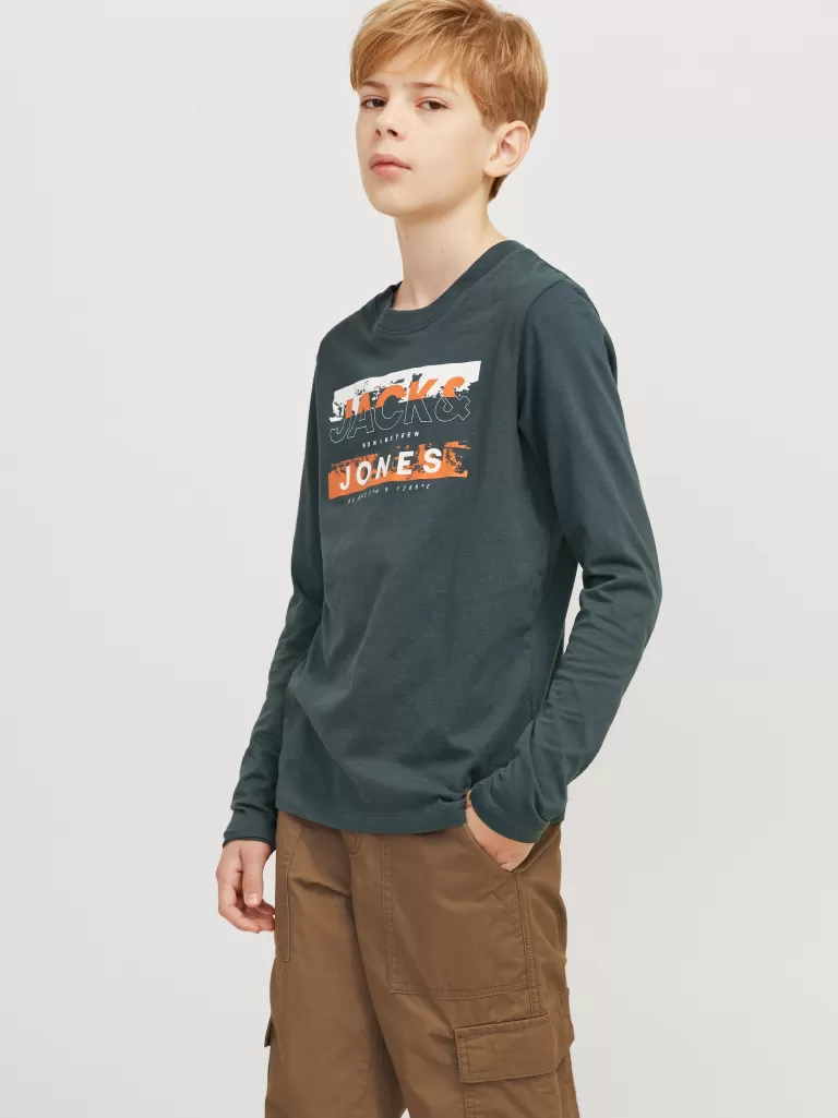 JACK & JONES Koszulki^Z logo T-shirt Junior Zielony
