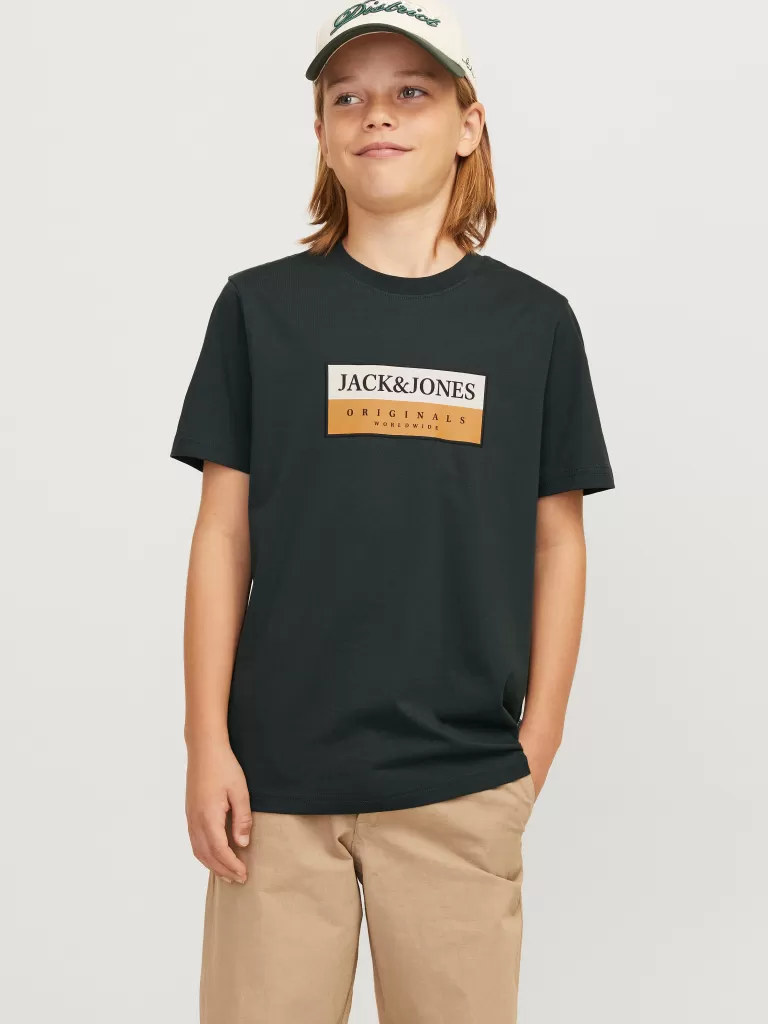 JACK & JONES Koszulki^Z logo T-shirt Junior Zielony