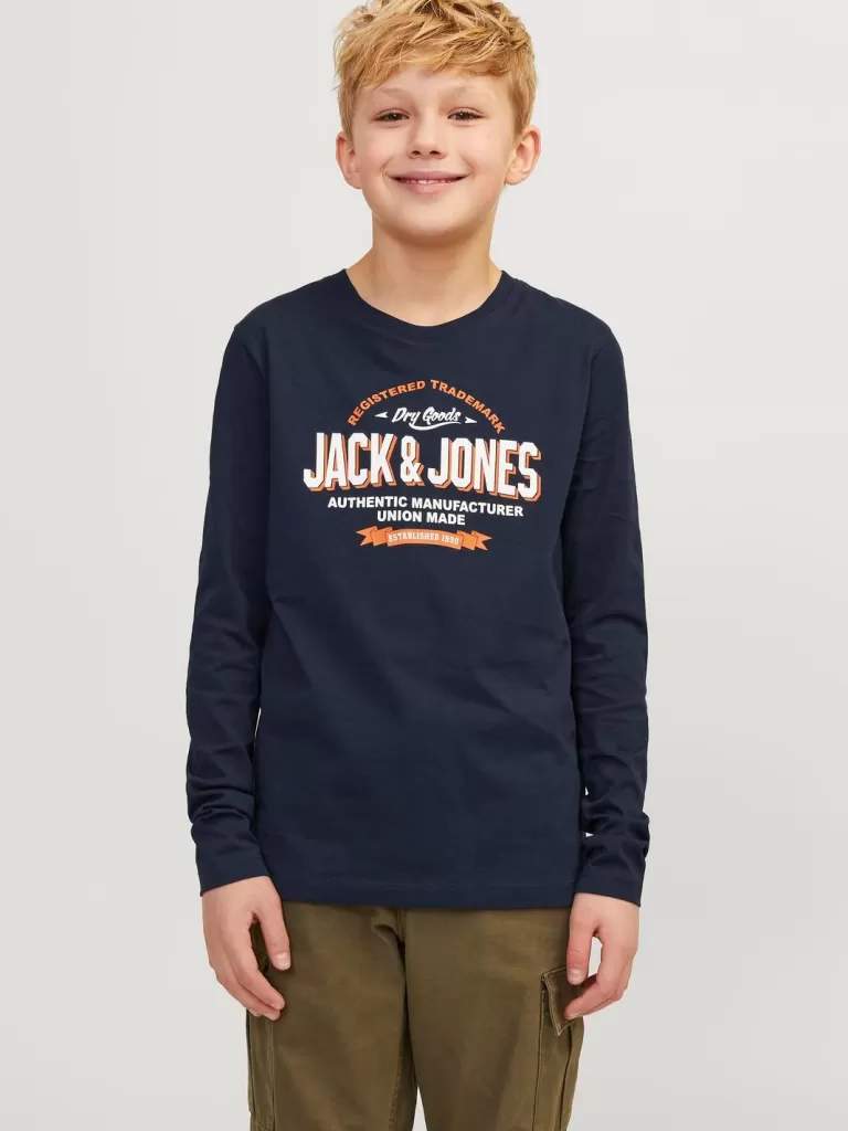 JACK & JONES Koszulki^Z logo T-shirt Junior Niebieski