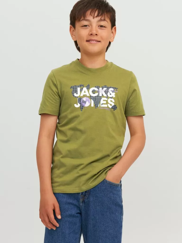 JACK & JONES Koszulki^Z logo T-shirt Junior Zielony