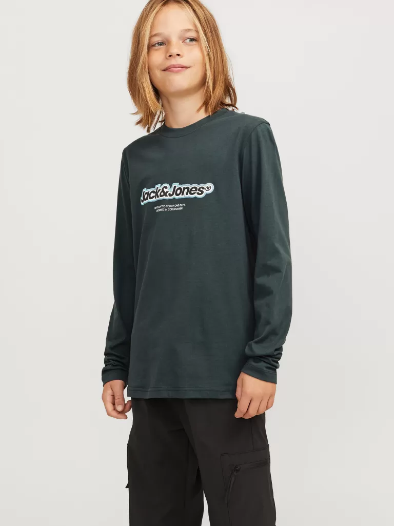 JACK & JONES Koszulki^Z logo T-shirt Junior Zielony